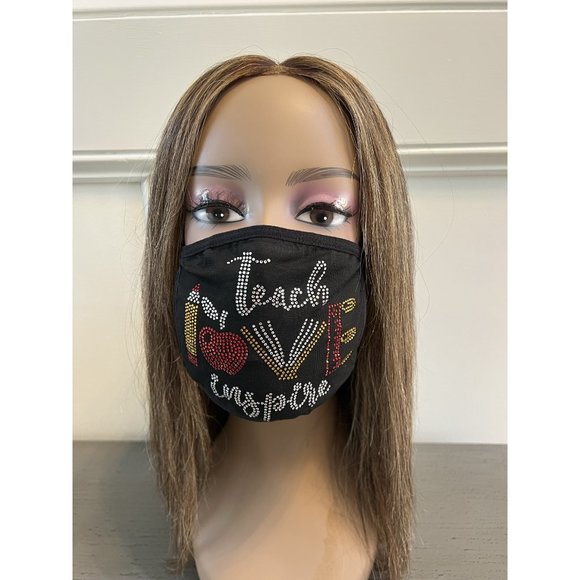 Teacher Inspire Rhinestone Bling Face Mask - Picture 10 of 10